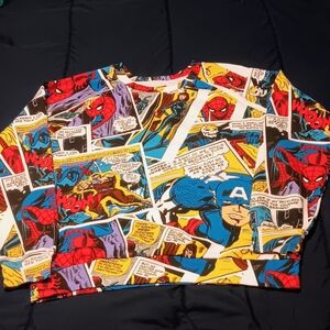 Marvel Comic Print Kids Long Sleeve Shirt- Red, Blue, Yellow Medium 7-9
